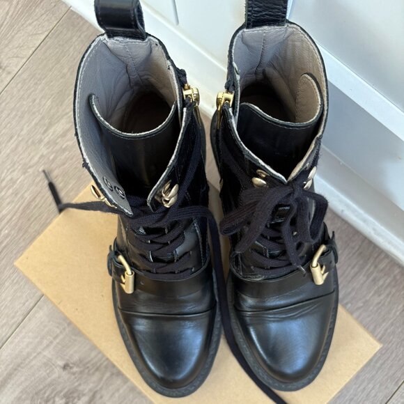 All Saints Donita Leather Ankle Combat Boots - Picture 8 of 15